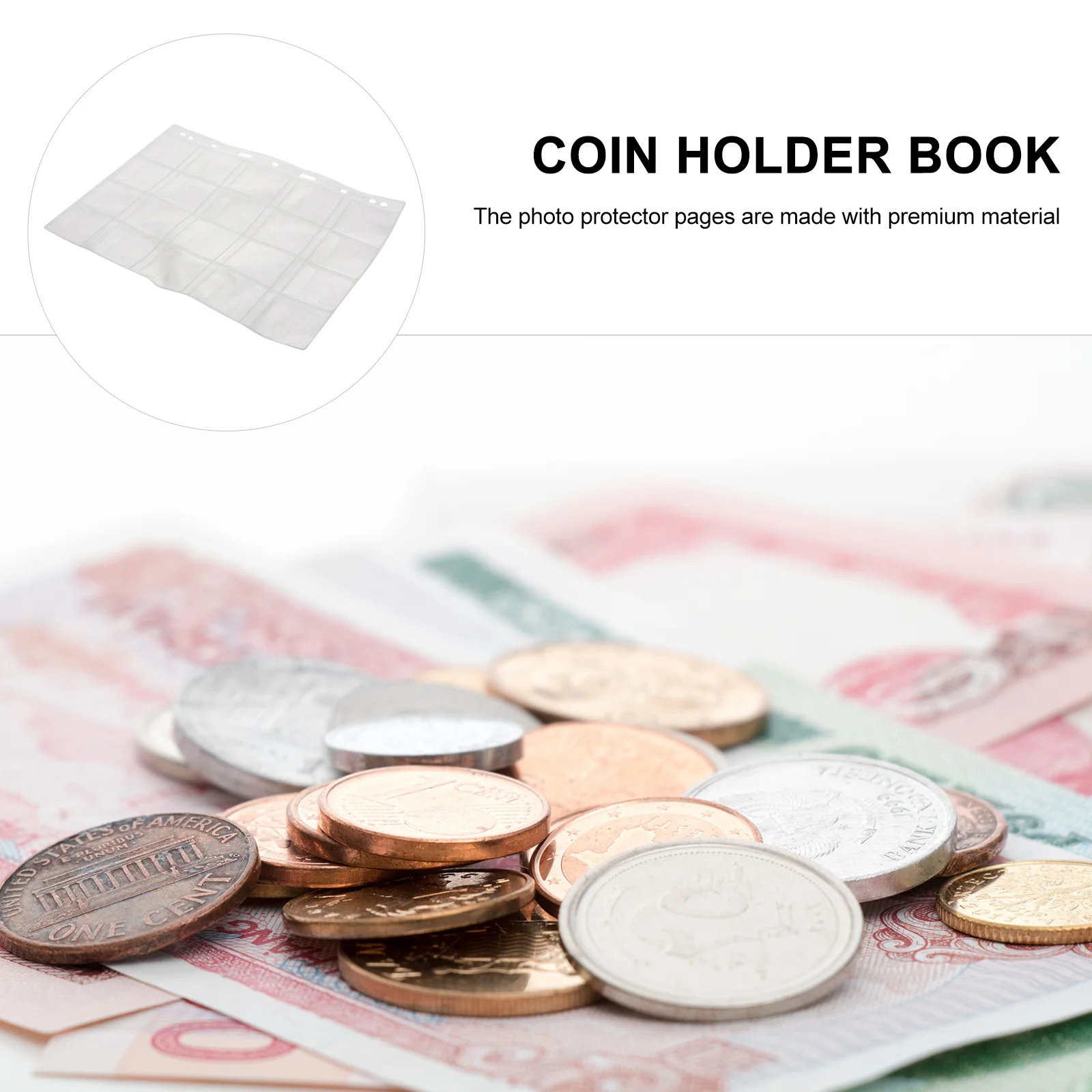 

5Pcs Coin Collection Holder Album Transparent Pages Coin Organizer Book for Collectors Storage Use Collecting Book