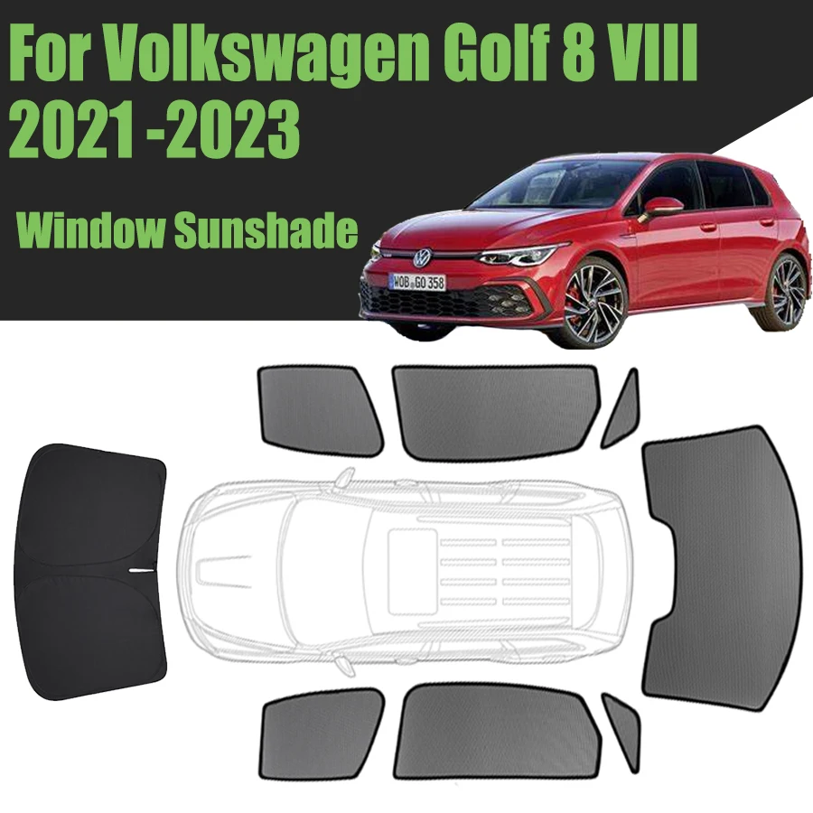 

Custom Car Window Sunshade For Volkswagen Golf 8 VIII 2021 -2023 VW 5 Doors Magnetic Curtain Mesh Front Windshield Frame Curtain