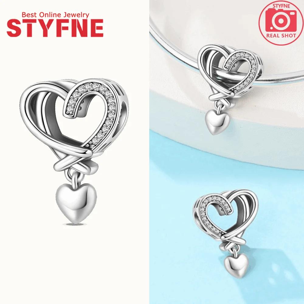 Silver-Plated Infinity Knot Heart Charm Bead for Bracelets