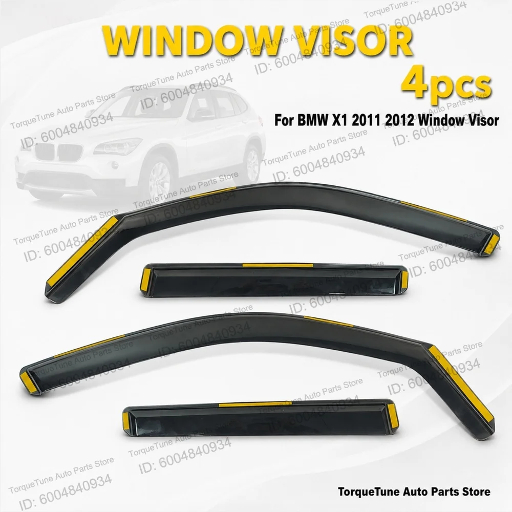 Premium In-Channel Tape-On Direct Fit Easy Installation Window Visor Wind Deflector For BMW X1 2011 2012 Rain Sun Guards
