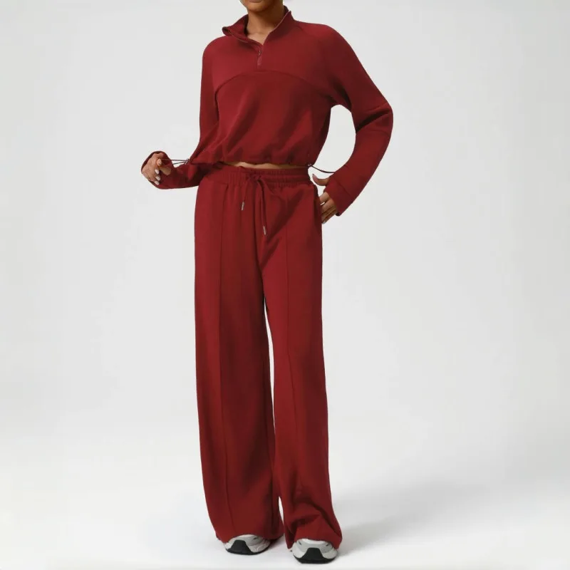

Women's Yoga Set High Waisted Casual Warm Wide Leg Pants Sweatshirt Set Outdoor Sports Running Casual Fitness Suit