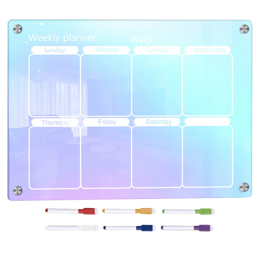 1Set Acrylic Weekly Planner Board Erasable to Do List Memo Dry Erase Schedule Daily Planning Board for Home Office