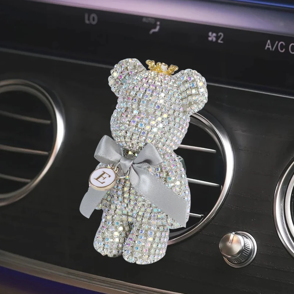 NEWEST Charm Bear Air Freshener Ornaments Creative Crystal Diamond Decoration Necklace Air Outlet Car Aromatherapy Accessories