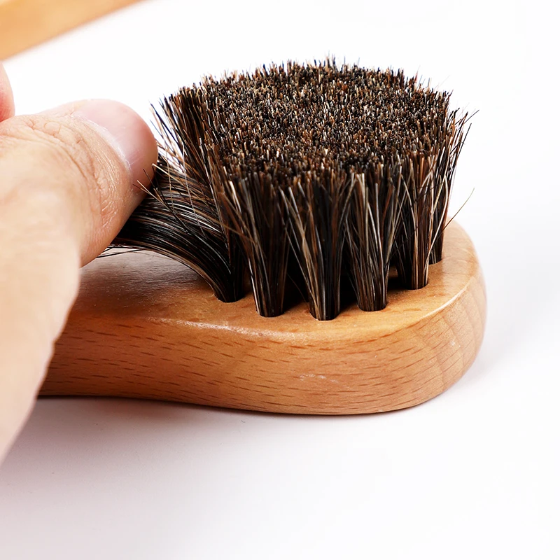 Mane hair shoe brush soft brush set shining mirroring professional home use horse hair brush Custom Logo Cleaning tools