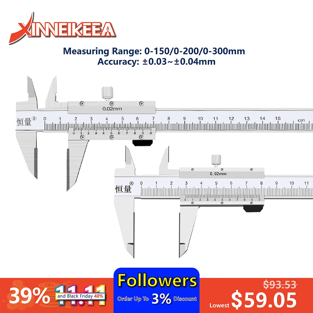 0-150mm 0-200mm 0-300mm Inlaid With Carbide Marking Vernier Caliper Pointer Dial Caliper 4CR13 Stainless Steel Measuring Tools