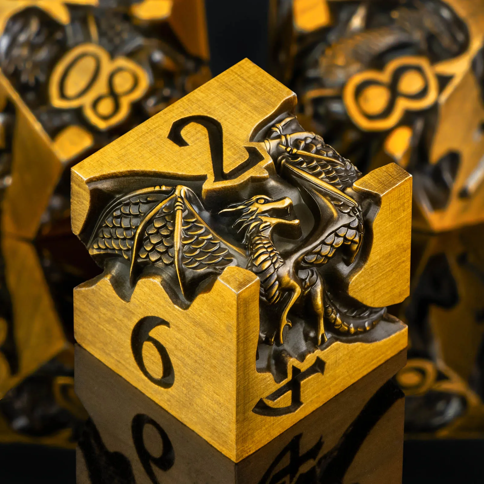 

DND Dragon Dice Set for Role Playing Game, Gold Metal D&D Dice Set Dungeons and Dragons, Polyhedral Dice D20 D12 D10 D8 D6 D4