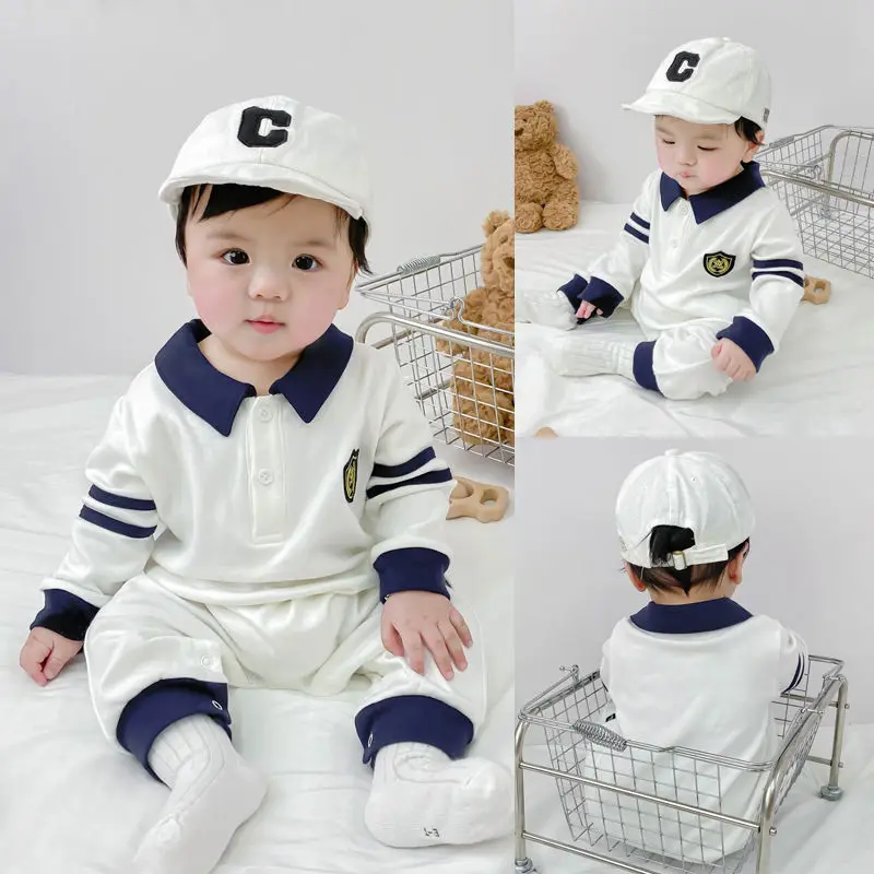 

Baby Autumn Clothes New Onesie Infant Children's Romper Boys and Girls Casual Gentleman Lapel POLO Outfits