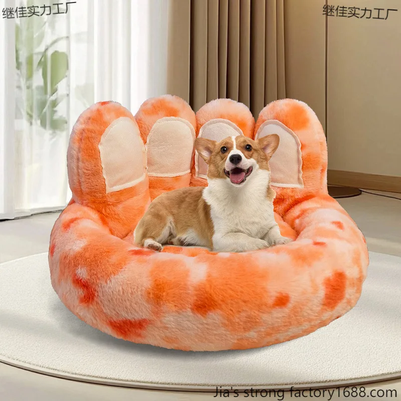 

Winter Warm Bear-Paw Pet Bed Cute Plush Cave for Cats Small Dogs All-Season Cozy Nest Washable Creative Gift