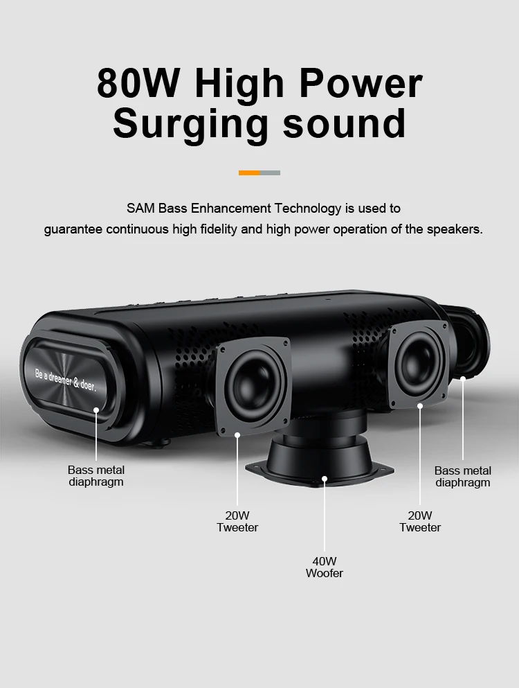 80W Powerful XDOBO Bluetooth Speaker Wireless Subwoofer Deep Bass 10400mAh Power Bank Function BT TF For Camping Outdoor Hiking
