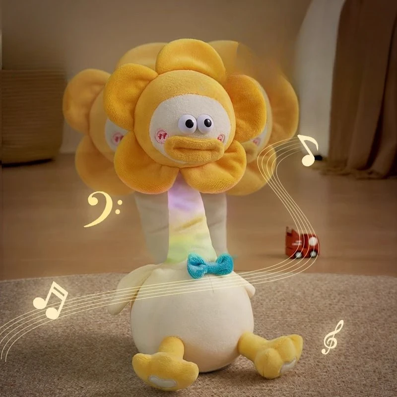 Pato repetidor eléctrico de baile para niños, juguete de peluche de pato giratorio de cuello largo, puede cantar, girar y bailar, regalo de cumpleaños, figuras de acción