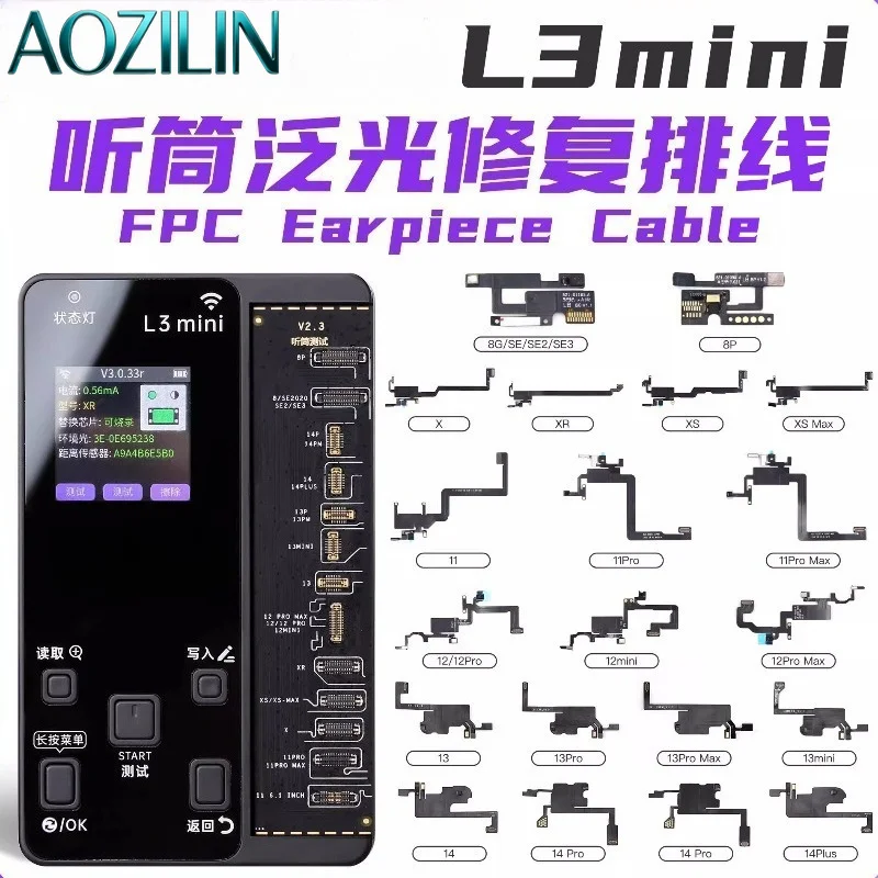 AOZILIN Earpiece Flood‑Illuminator Sensor Flex Cable for XSMax 11P 12PM 13 14 15,FPC Replacement for Professional Phone Repair