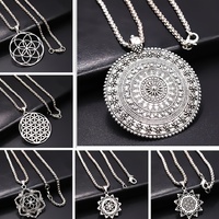 Flower of Life Necklace Mandala Women Natural Retro Amulet DIY Bohemia Geometric Jewelry Gift k18