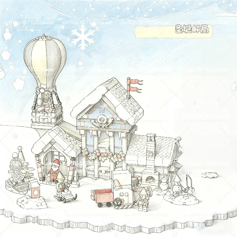 

MOC 1440 шт., почтовый офис Санты, StreetView, архитектура, креативная сборка DIYA, подарок на день рождения, Рождество для детей в возрасте