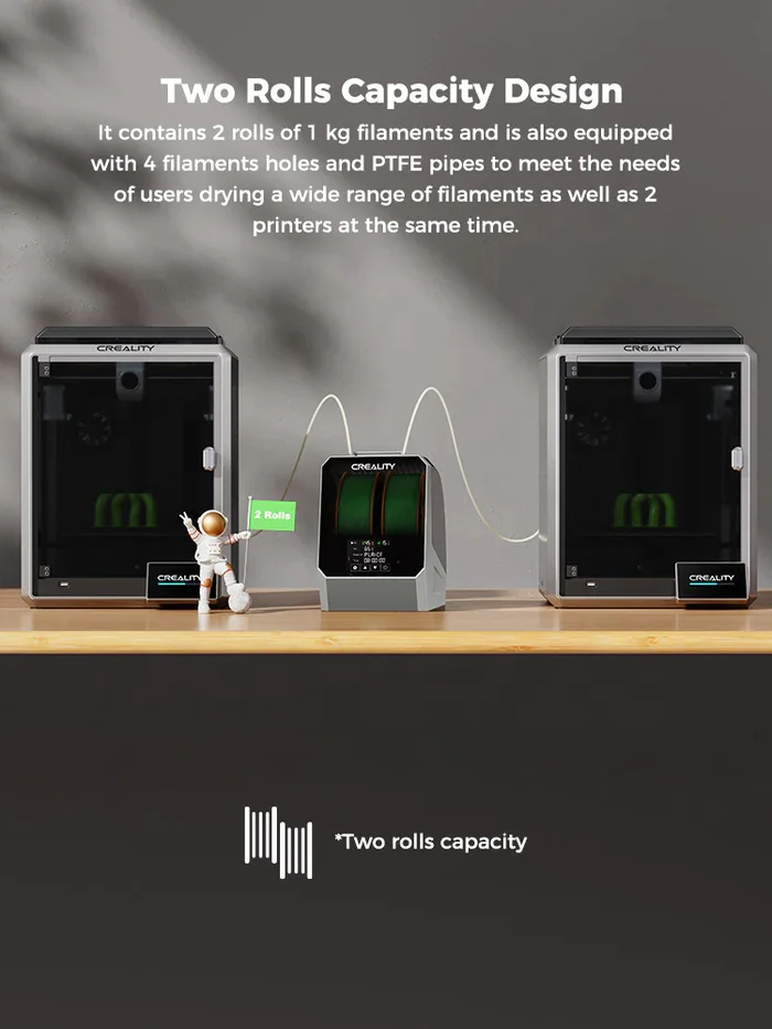 Creality Space Pi Plus Two Rolls Capacity Double Drying for 1.75/2.85mm One-Key Setting for PLA PETG ABS TPU  3D Filament Dryer