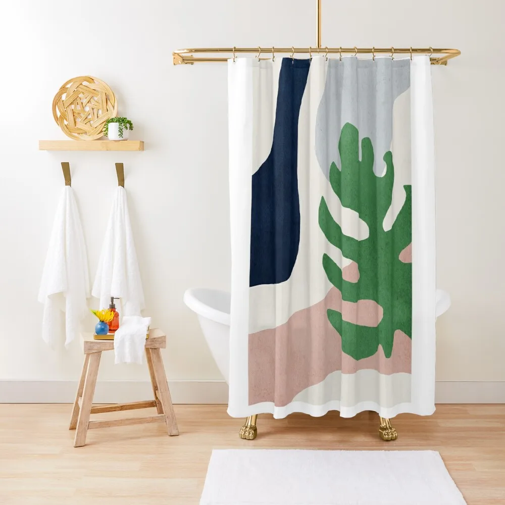 

Abstract, Plant, Mid century modern wall art Shower Curtain For Bathrooms Waterproof Bath And Anti-Mold Curtain