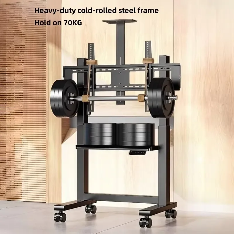 Electric Mobile TV Stand 52-86 Inch Height Adjustable Rolling Floor Cart with Wheels Heavy Duty 70kg Load Capacity for Home