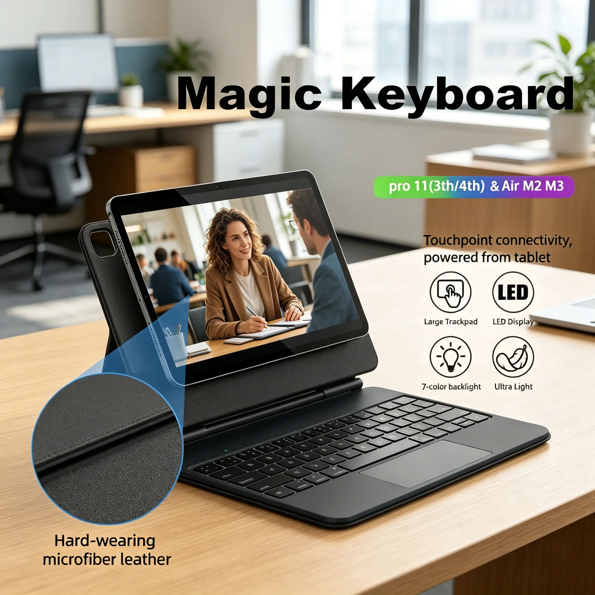 

All-in-One Pogo Pin Trackpad Keyboard Folio For iPad Pro 11 4th 5th Gen iPad Air 11-inch M3 2024 2025