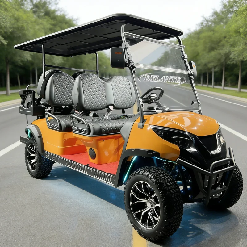 

Усовершенствованный 4-6 местный электрический гольф-кар с Bluetooth-колонкой и чехлом для гольф-сумки, литиевая батарея 60В, электрический гольф-кар мощностью 5 кВт