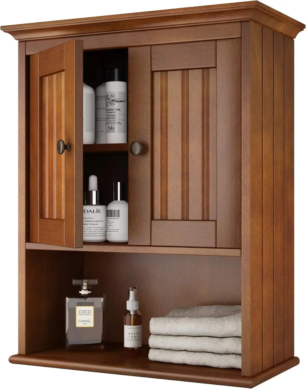 

Wood Wall Cabinet, Bathroom Medicine Cabinet Storage with Doors and Adjustable Shelf, Rustic Cabinet Wall Mounted for Ba