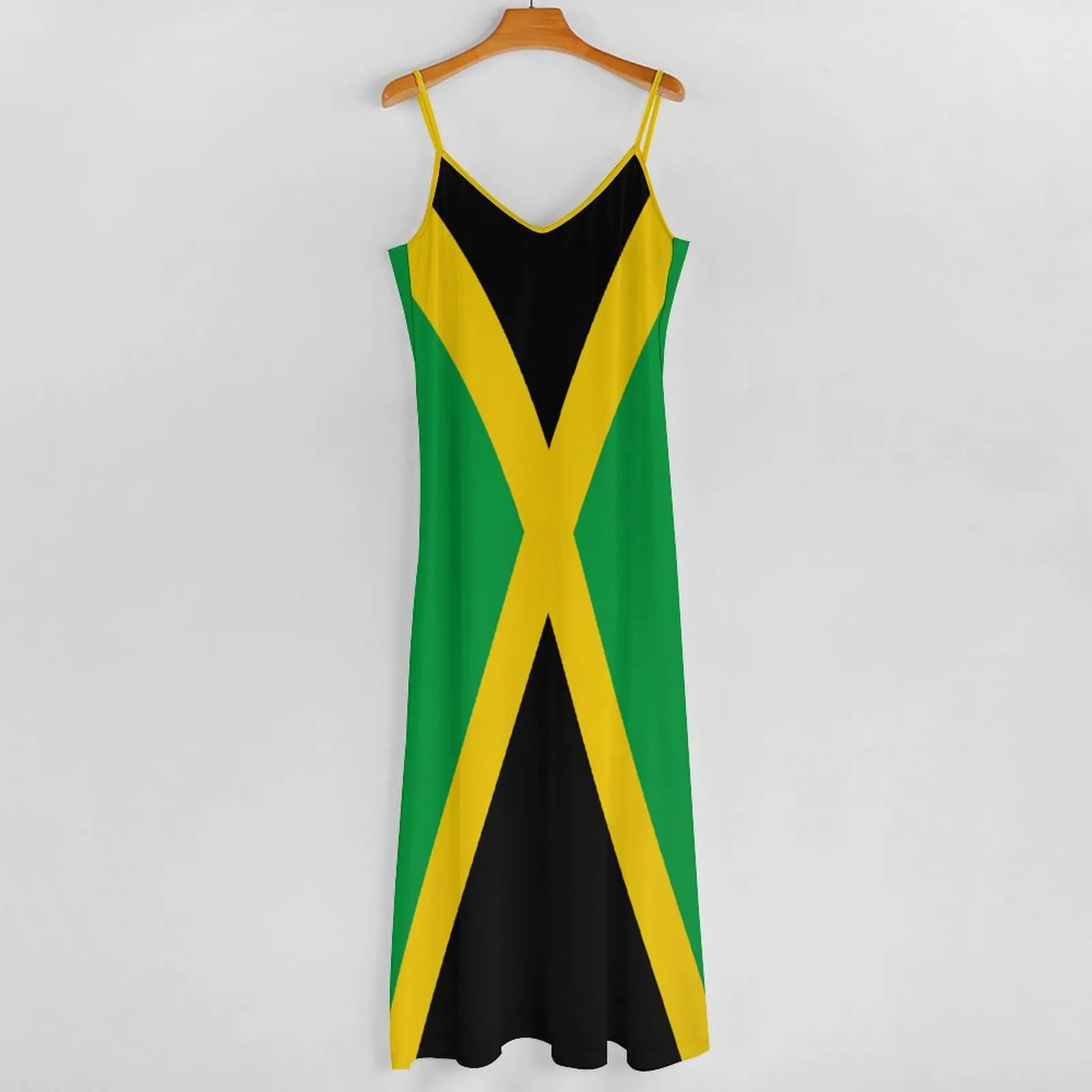 Long Dresses Dress Jamaica Flag Print New Casual Sleeveless Women's V-Neck Printed Dress Swing Retro Dresses