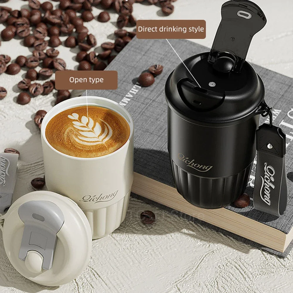 Ceramic Liner Stainless Steel Coffee Cup 410ML Thermos Mug Leak-Proof Travel Thermal Vacuum Flask Insulated Cup Water Bottle