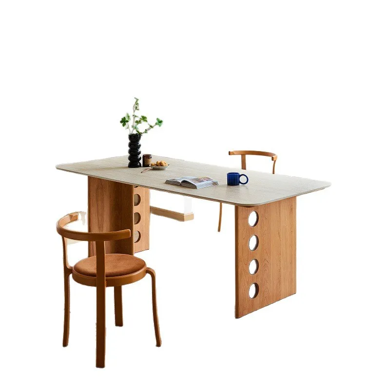 

Nordic medieval rock slab dining table, household small apartment dining table