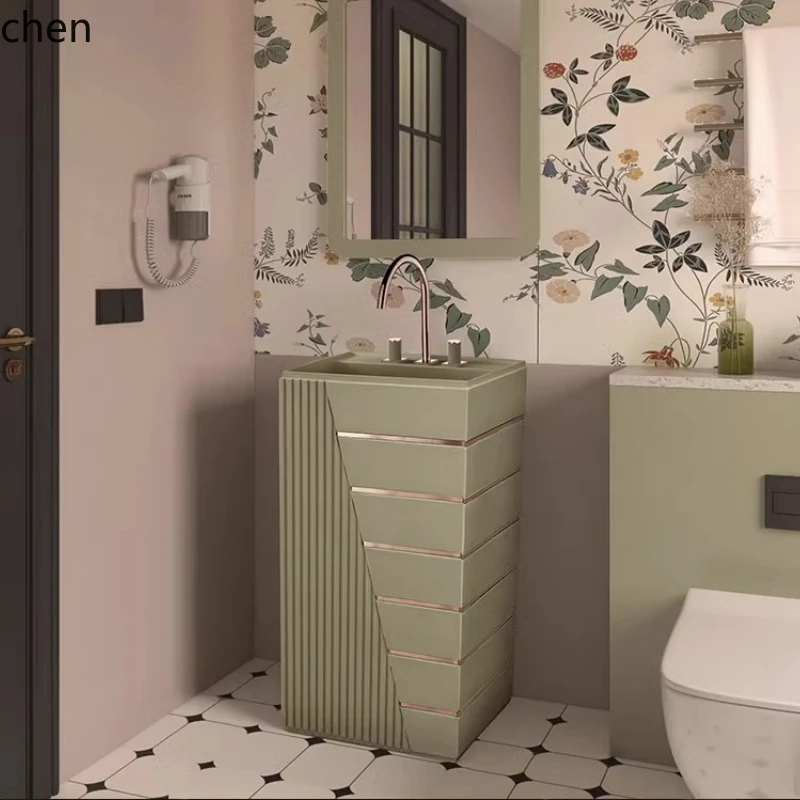 

retro grille wash basin floor-to-ceiling washbasin bathroom art basin integrated column basin