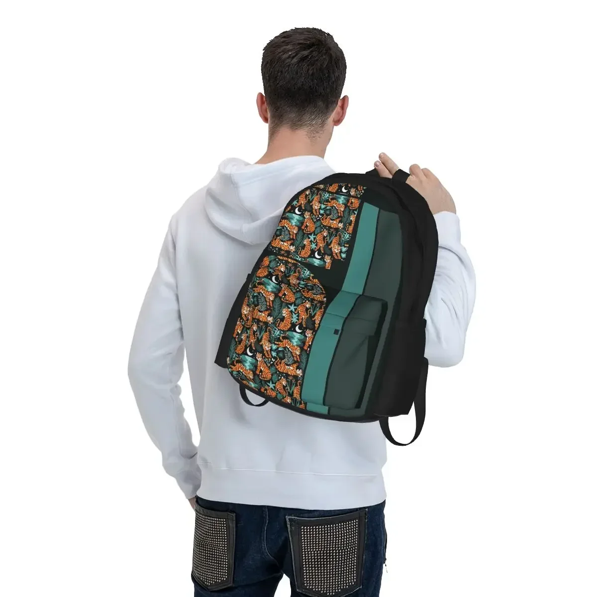 Year Of The Water Tiger - Teal Jungle Backpacks Boys Girls Bookbag Students School Bags Rucksack Travel Rucksack Shoulder Bag
