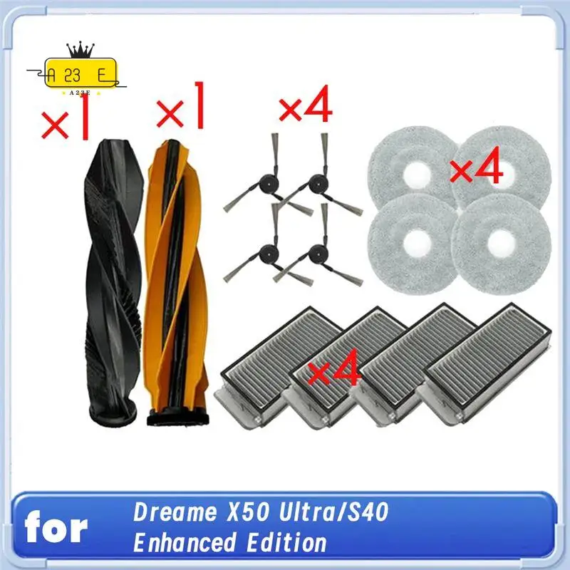 A23E-14 Pcs For Dreame X50 Ultra/S40 Enhanced Edition Sweeping Robot Cleaner Parts Replacement Main Side Brush Mop Filter