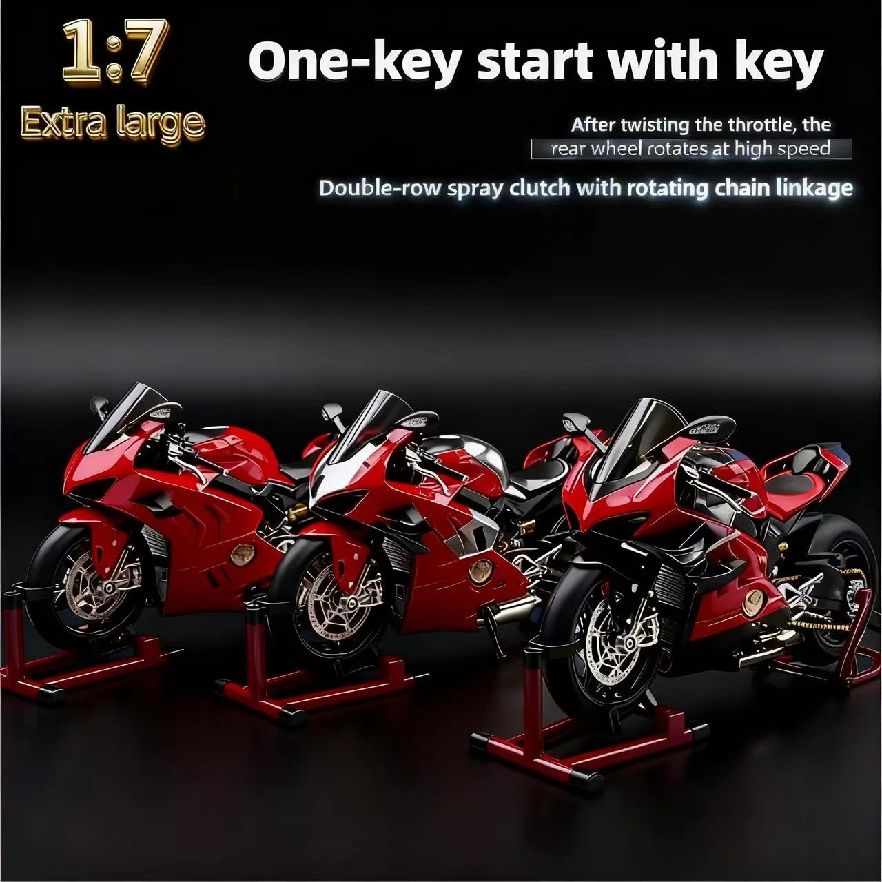 

For Ducati V4s Ignite Start Smoke Effect 1:6 Panigale motorcycle alloy simulation model Large decoration project birthday gift