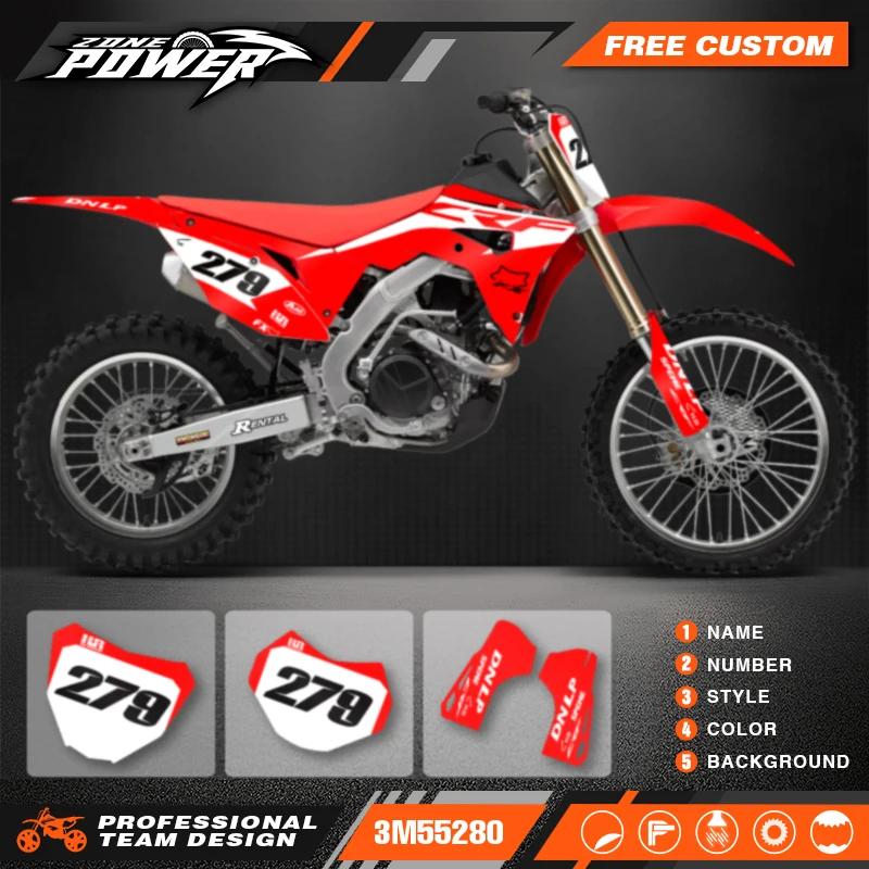 Powerzone Motorcycle Graphic Decal Stickers Kits For Honda CRF250RX 2018-2021 CRF450RX 2017-2020 Number Name Customize 014