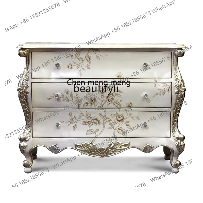 182C European style porch decoration cabinet American style   neoclassical fashion painted cabinet solid wood decorative storage