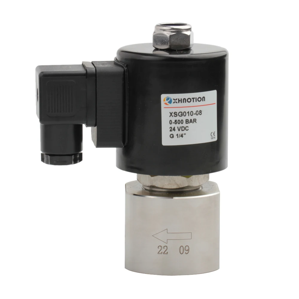 XSG-Válvula Solenoide de súper alta presión de acción directa, acero inoxidable, 500 bar