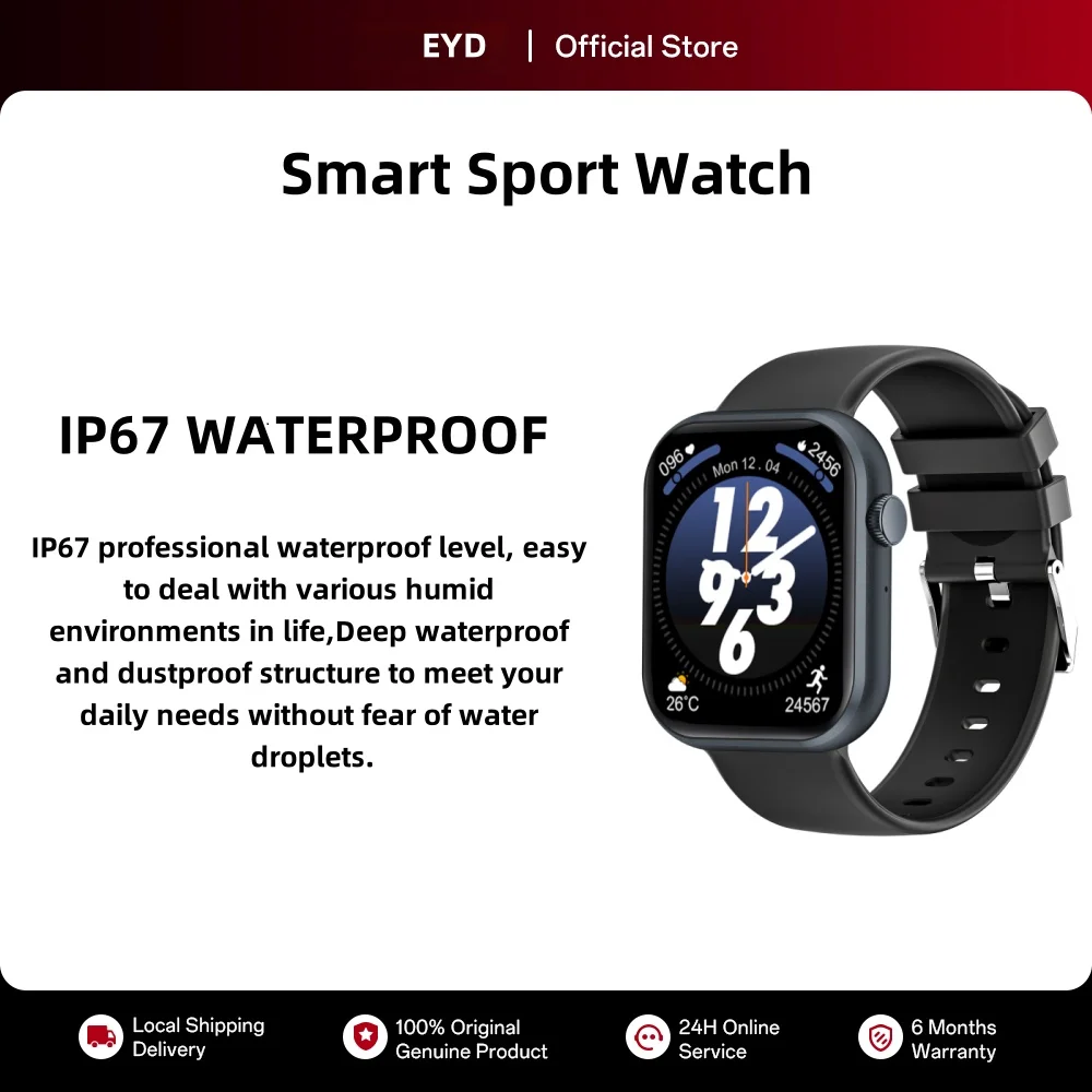 IP68 Waterproof Smart Watch HD Full Screen more Sport Modes Home Health Monitoring Device Smart Sports Watch Couple watches