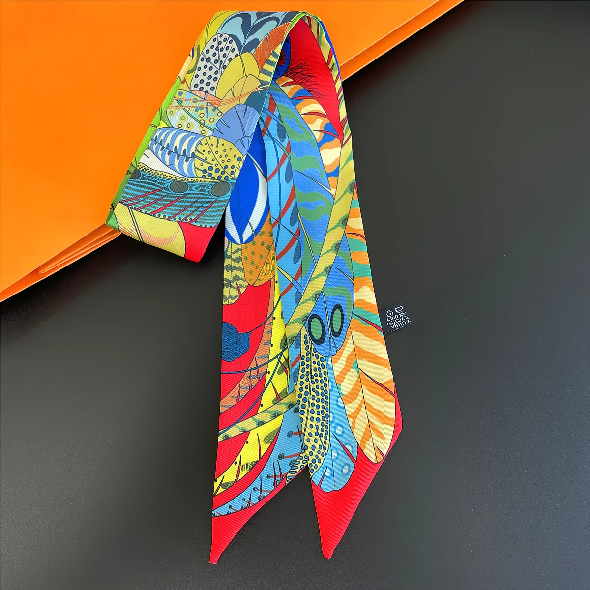 2024 Brand Design Gorgeous Feather Women Scarf Luxury Silk Scarf Fashion Hair Headband Foulard Skinny Bag Scarves Neckerchief