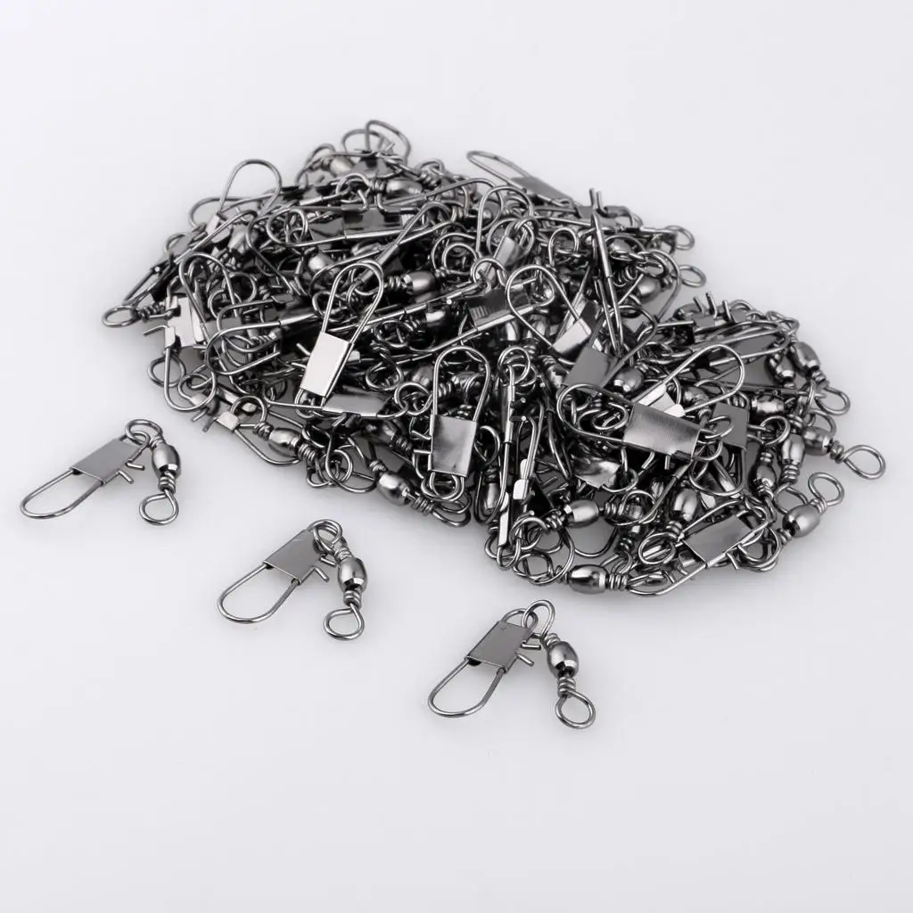 100Pcs Fishing Swivels Barrel Swivel With Interlock Snap Connector