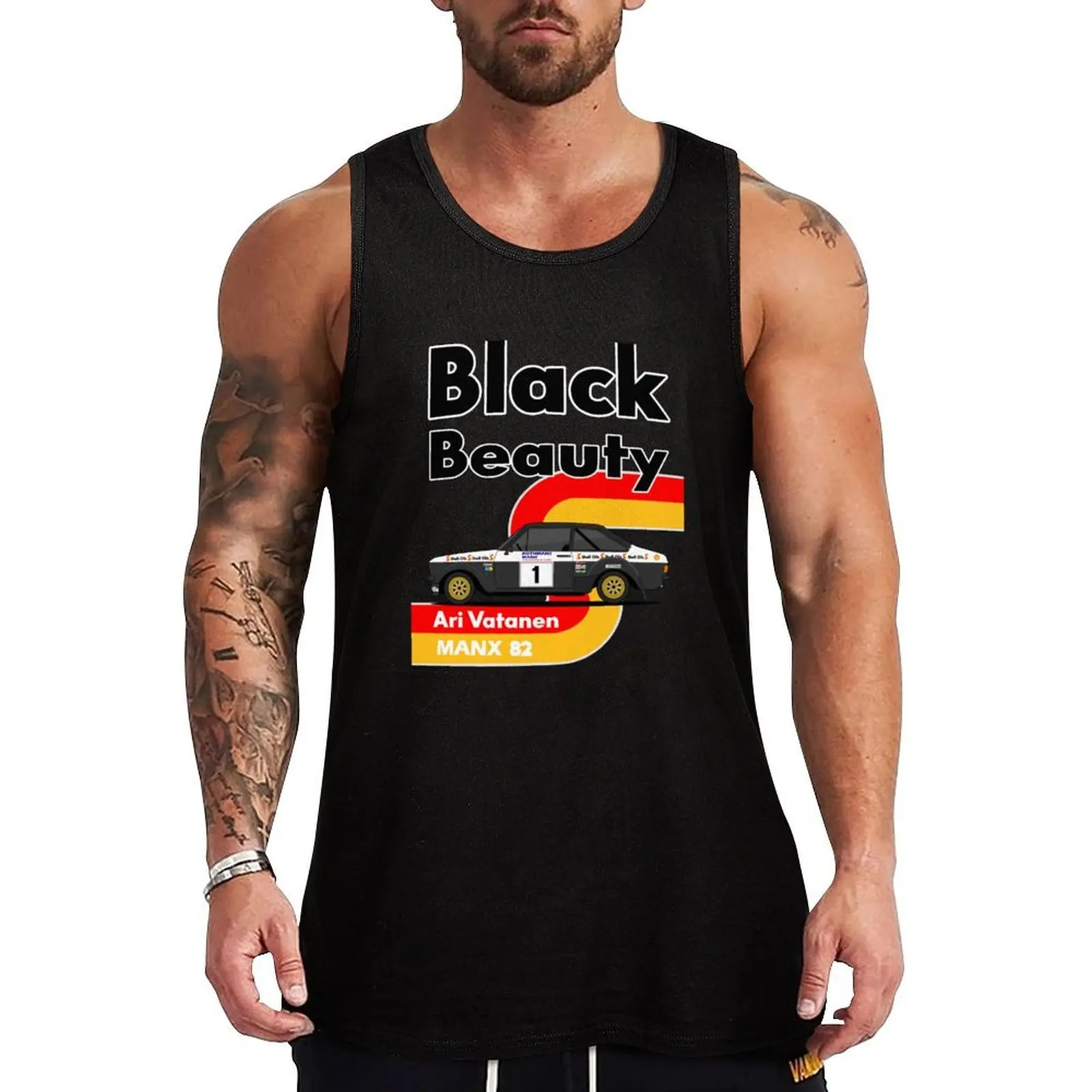 Ari Vatanen Black Beauty Escort MK2 Camiseta sin mangas transpirable para entrenamiento, camiseta deportiva de secado rápido