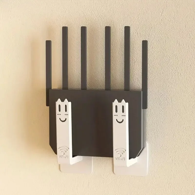 Suporte de parede para receptor de TV, rack de montagem para roteador sem necessidade de furar, organizador prático com ganchos auxiliares para sala de estar