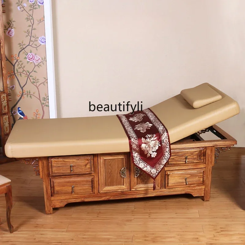 

Solid Wood Facial Bed Chinese-Thai Carved Health Massage Massage Couch Beauty Salon Special