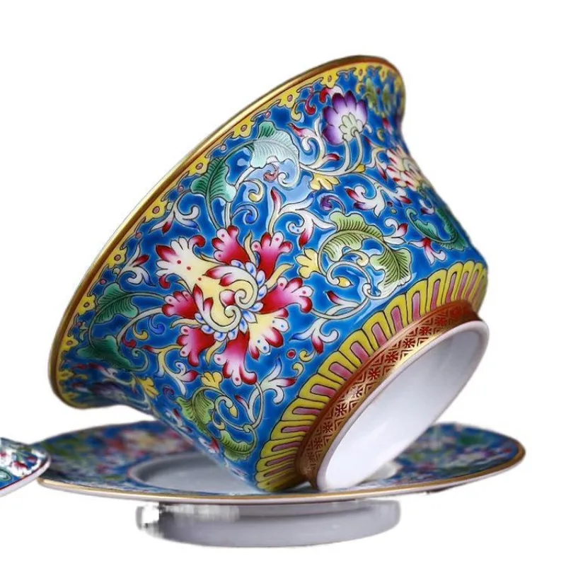 Enamel color porcelain classical gift set Jingdezhen ceramic tea set
