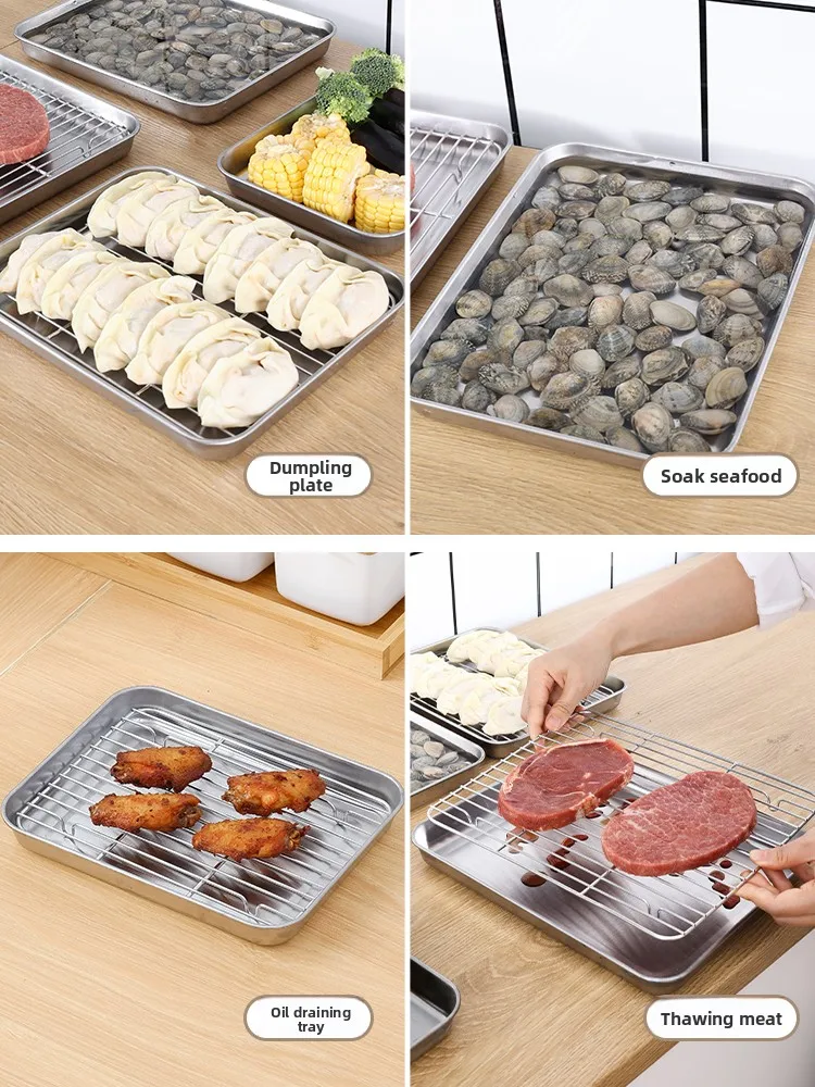 "Vassoio da portata in acciaio inossidabile 304 – Piatto di scarico perforato per cucinare e cuocere a vapore"