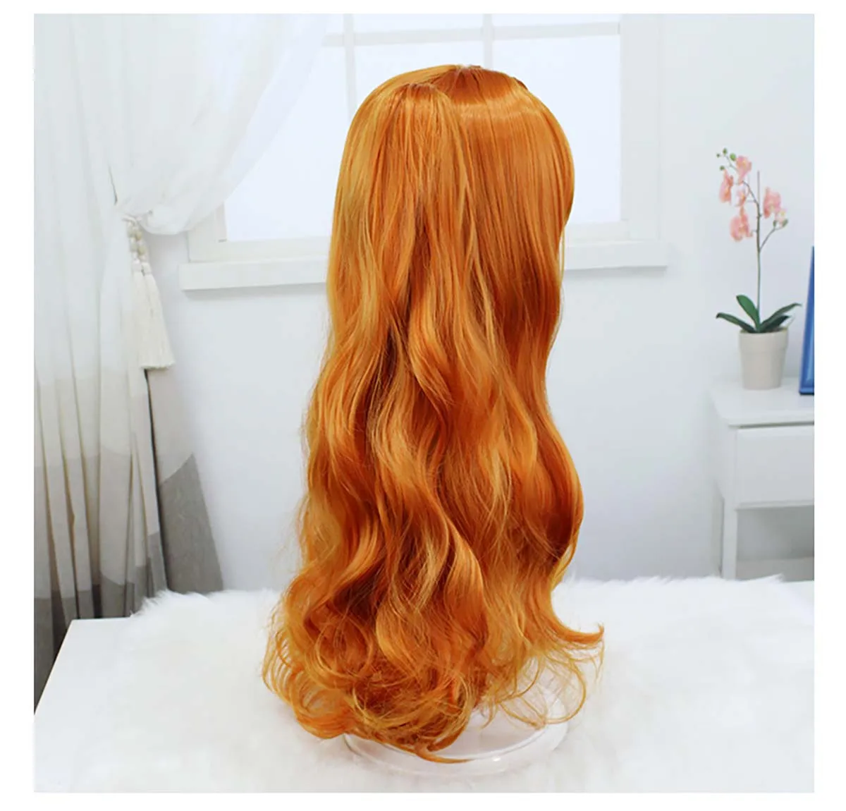 Jogo de festa de carnaval reverso: peruca de cabelo longo de tigre duplo laranja Sonetto 1999