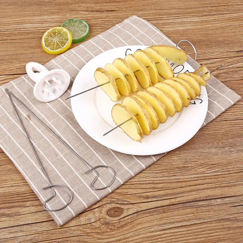 Protable Potato BBQ Skewers For Camping Chips Maker slicer Potato Spiral Cutter Barbecue Tools Kitchen Accessories kitchen gadge image 3