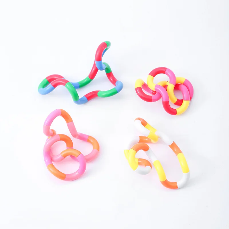 4Pcs Colorful Twisted Ring Magic Figet Trick Rope Stress Relief Toys for Kid Birthday Party Favors School Rewards Goodie Bag