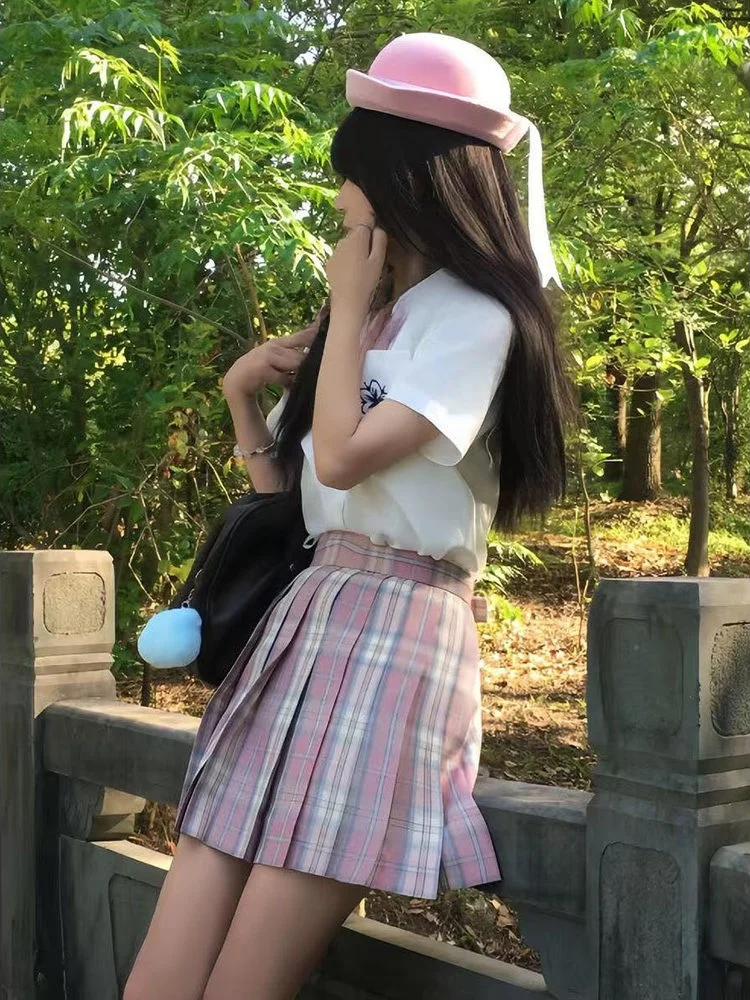 

Японская клетчатая юбка Sle Jk Студенческий orm School Campus Faion ort Skirt Collection Полиэстер ort Sve C...