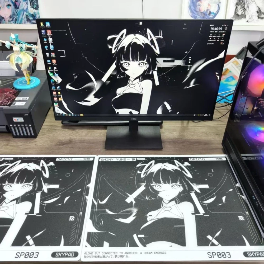 Japanese Anime Girl Y2K Glass Mouse Pad HD Custom Tempered Upgrade Smooth FPS Esports Office Mouse Mat Desktop Computer Desk Pad