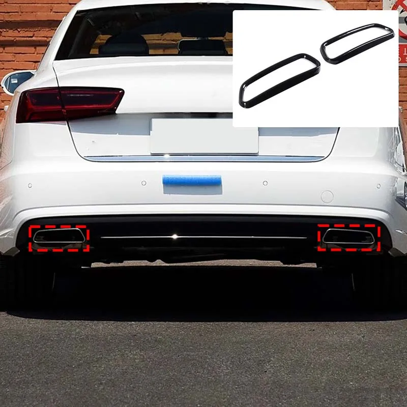 Para audi a6 2016-2018 aço inoxidável cauda do carro garganta decoração quadro tubo de escape guarnição cobre acessórios exteriores do carro