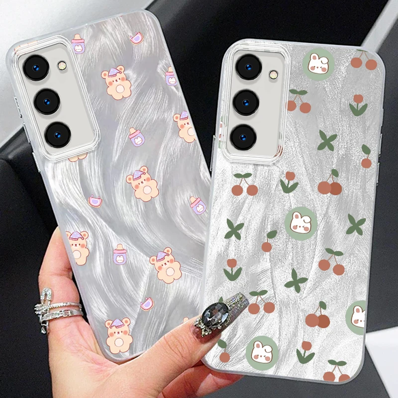 

Cherry Rabbit Bottle Bear For Samsung S24 S23 S21 FE Plus Ultra A03 A25 A23 A22 A21S A15 A14 A12 5G Feather Yarn TPU Phone Case