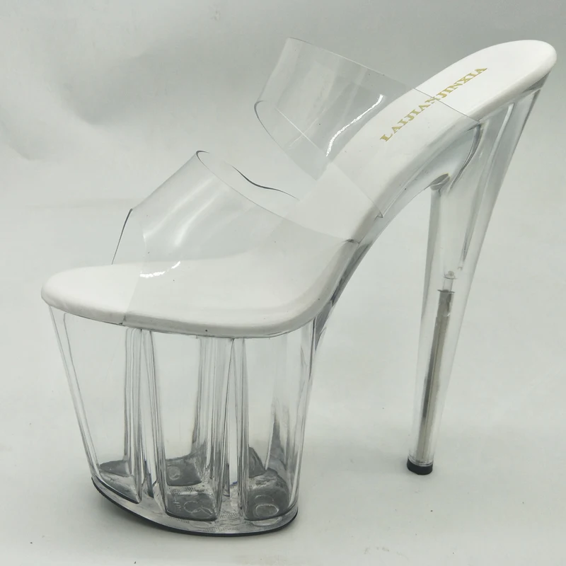 

LAIJIANJINXIA New 20CM/8inches PVC Upper Model Sexy Exotic High Heel Platform Party Women Slippers Pole Dance Shoes E023