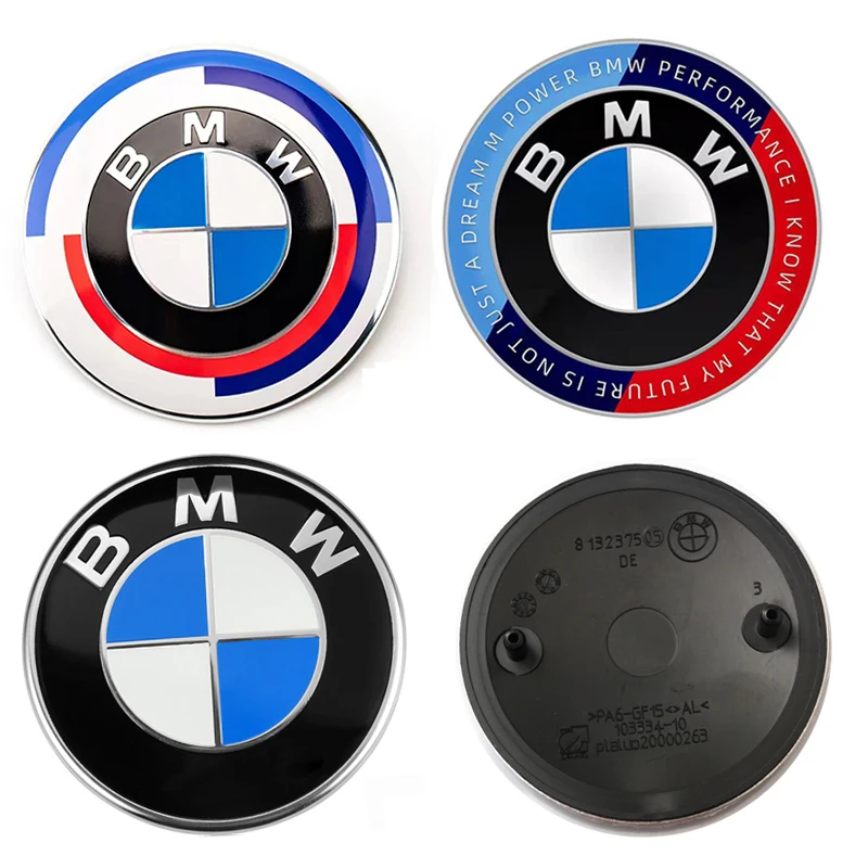 3d ABS 74mm 82mm Anniversary BMW Hood Emblem Car Front Logo Rear Badge Cover For BMW E39 E46 E30 E36 E87 E60 E90 Accessories